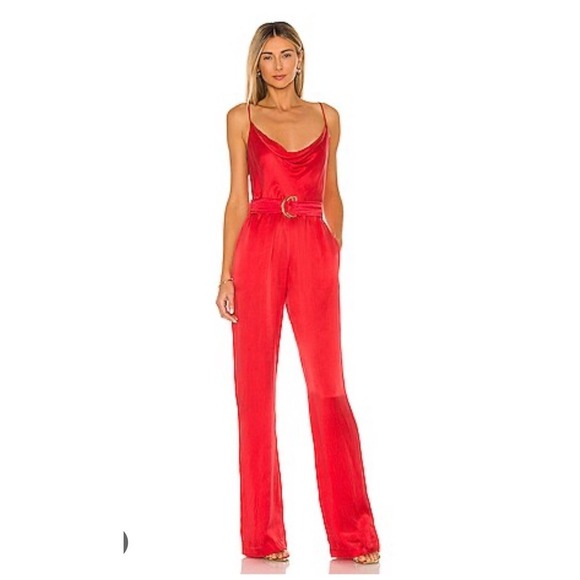 Karina Grimaldi Rocio Solid Jumpsuit in RedSize Small Luxury
